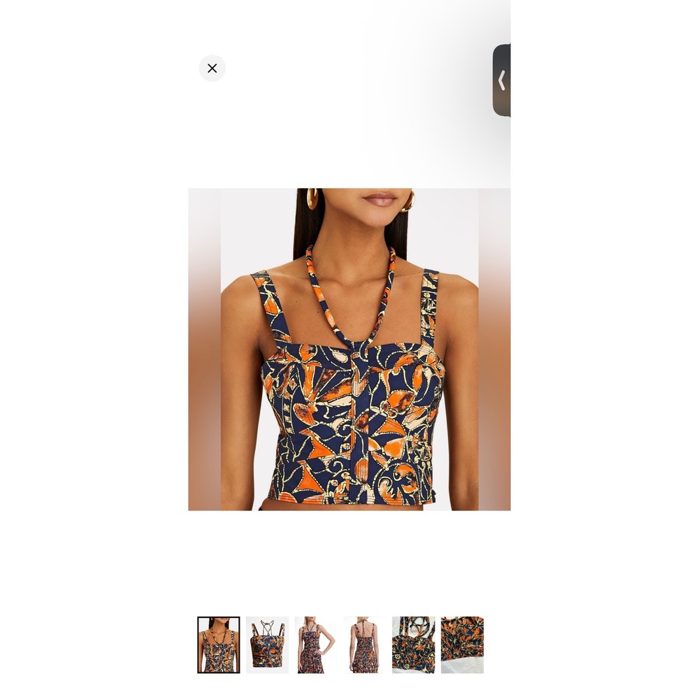 A. L.C. NEW Luiza Abstract Printed Halter Crop Top Size 4